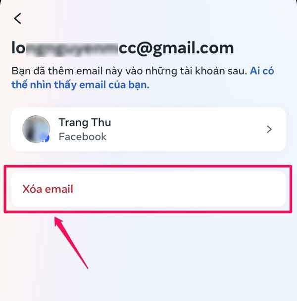 Cách xoá email chính trên Facebook bằng điện thoại - bước 3