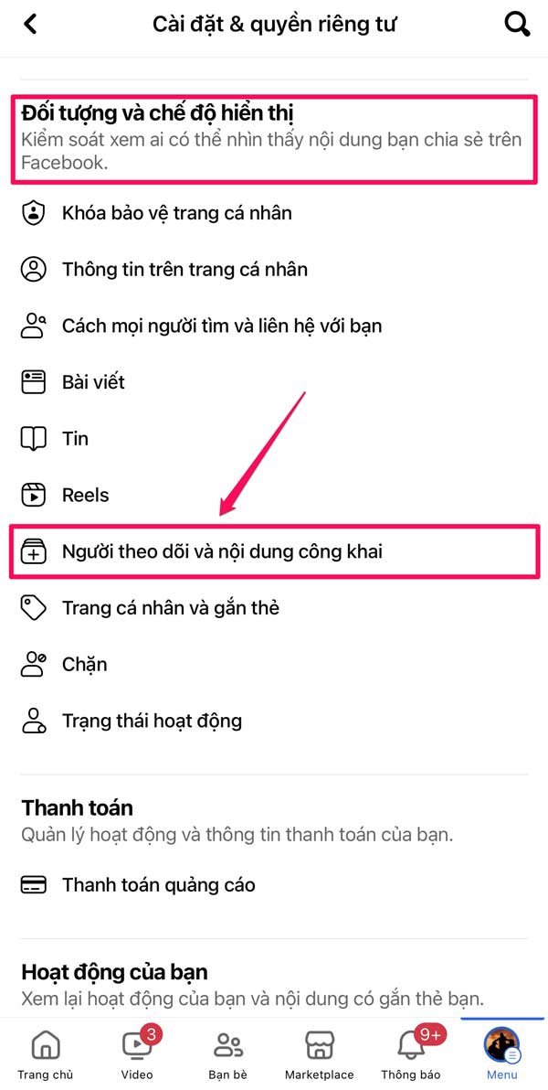 Người theo dõi và nội dung công khai