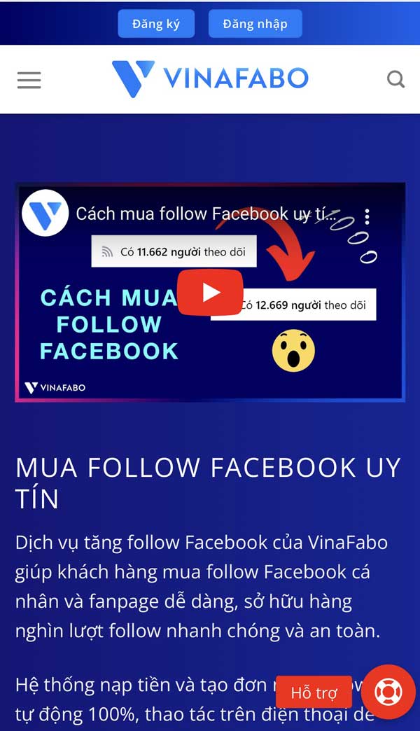 Dịch vụ tăng follow uy tín VinaFabo