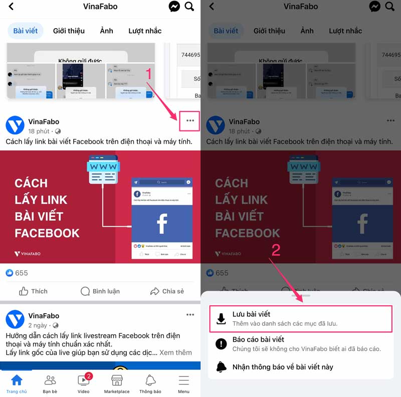 Cách lấy link bài viết Facebook trên điện thoại