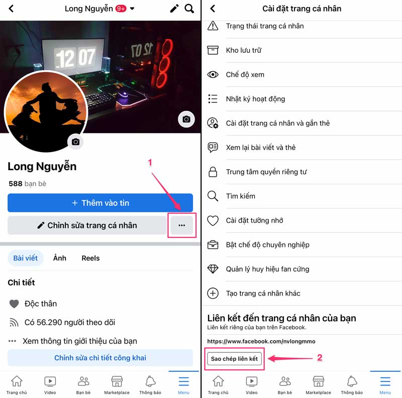 Cách lấy link Facebook cá nhân