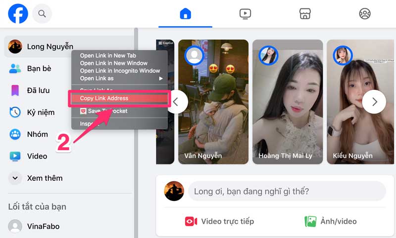 Sao chép link Facebook cá nhân của mình trên máy tính