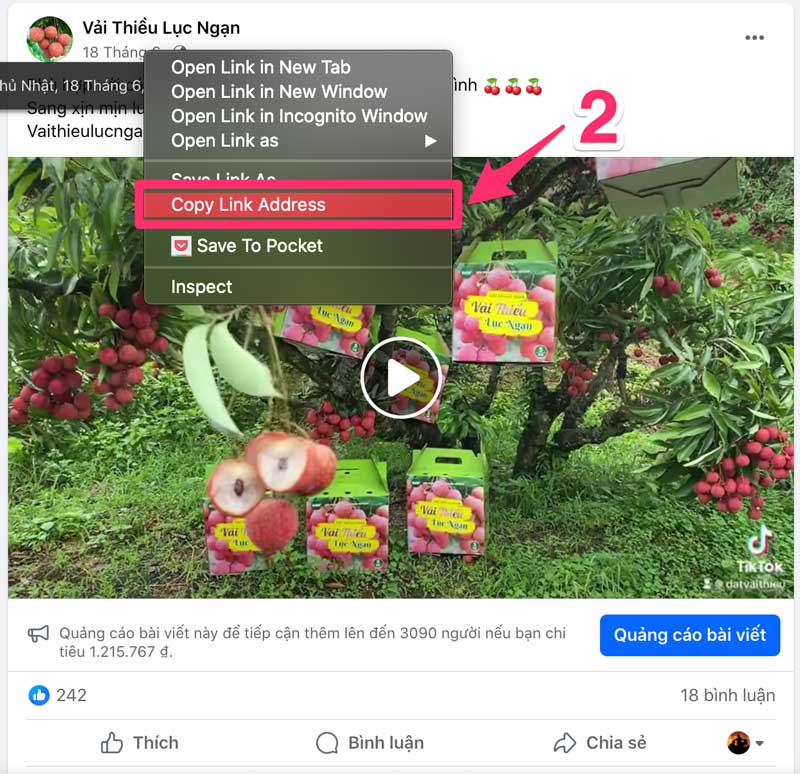 Sao chép link video Facebook trên máy tính