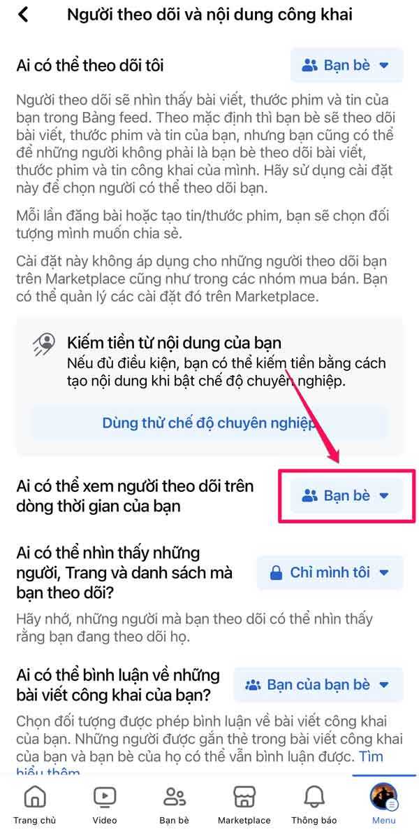 Cách ẩn người theo dõi mình trên Facebook bằng điện thoại - bước 6