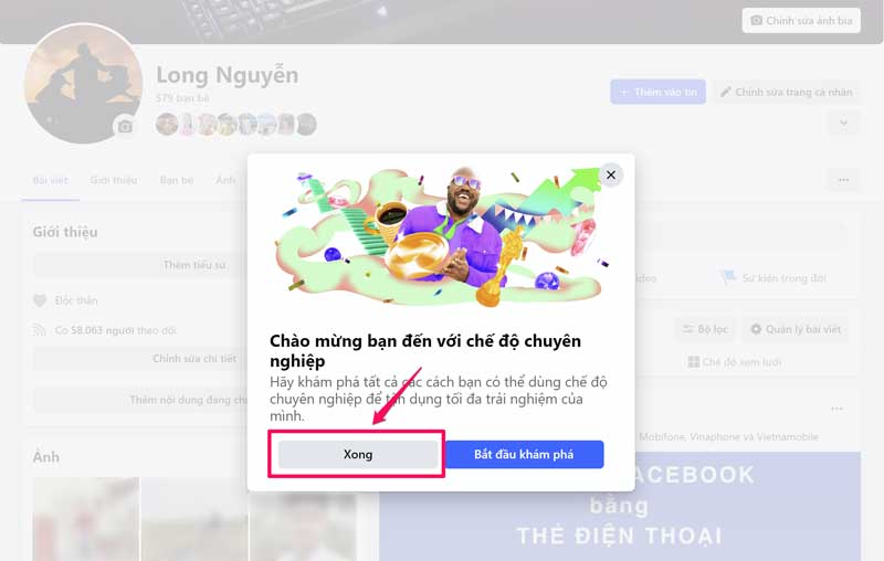 Cách bật chế độ chuyên nghiệp Facebook trên máy tính - Bước 5