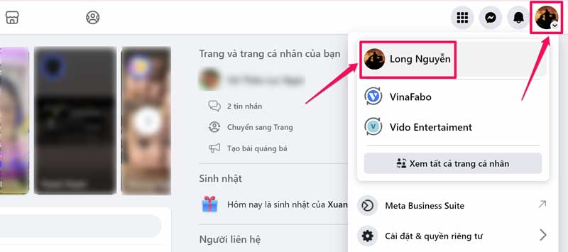 Cách tắt chế độ chuyên nghiệp Facebook trên máy tính - Bước 1