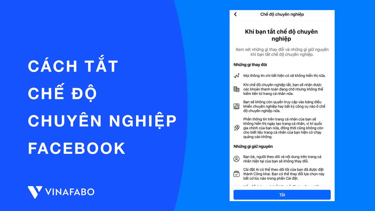 Cách tắt chế độ chuyên nghiệp Facebook