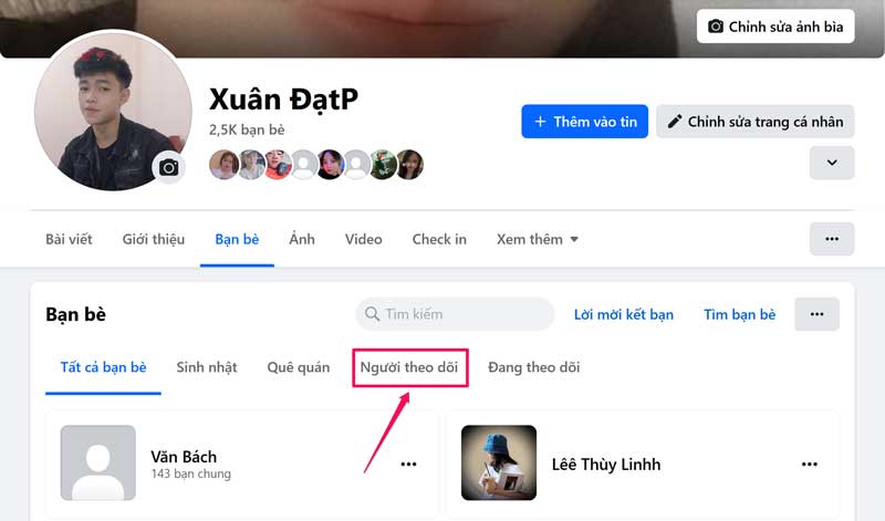 Cách xem ai đang theo dõi mình trên Facebook bằng máy tính - bước 5