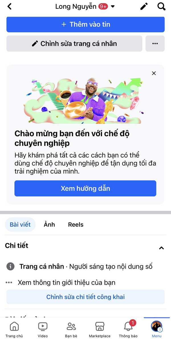 Chế độ chuyên nghiệp Facebook