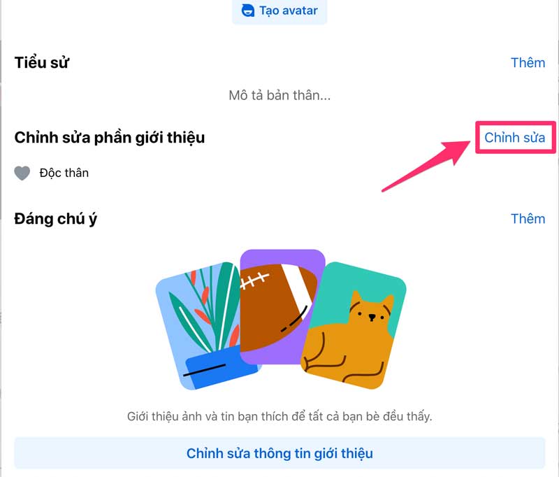 Chỉnh sửa phần giới thiệu Facebook