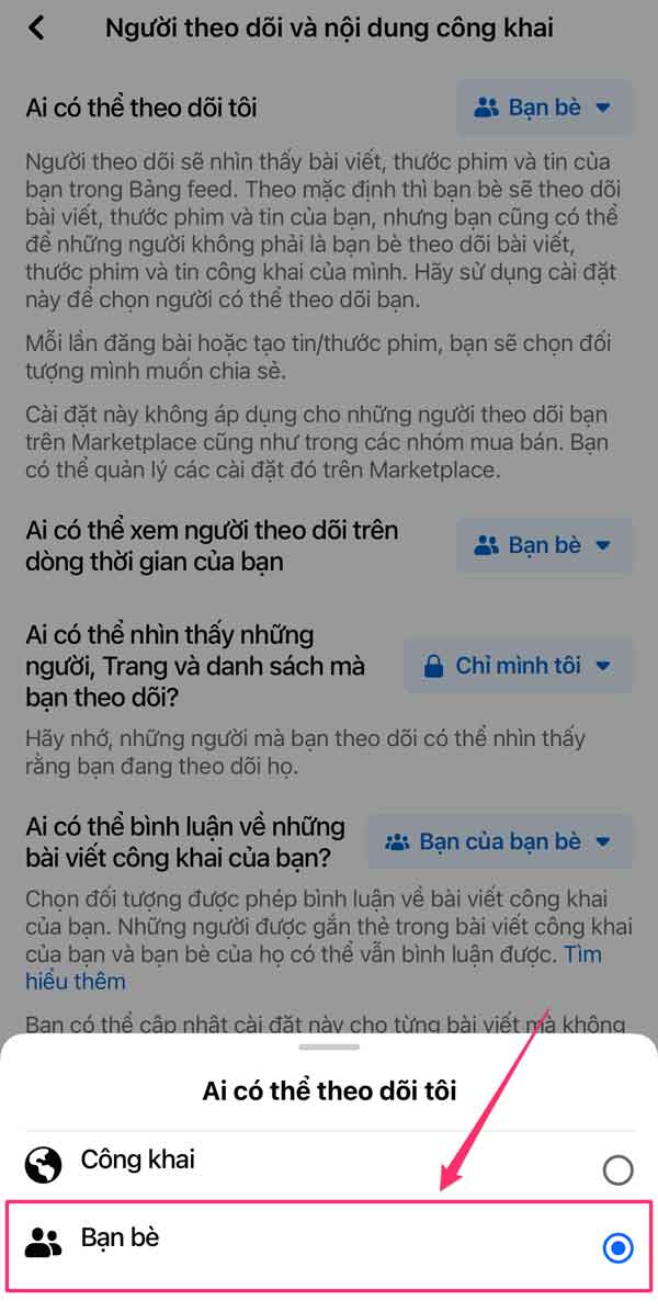 Tắt chế độ theo dõi Facebook